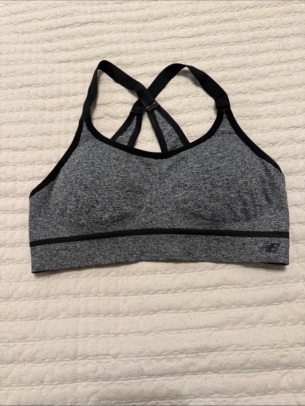 New Balance Black & Gray Crossback Seamless Sports Bra